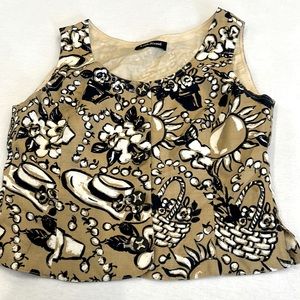 Vintage Louis Feraud tan and navy floral vest size 6